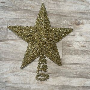 Gold tinsel Christmas tree star topper